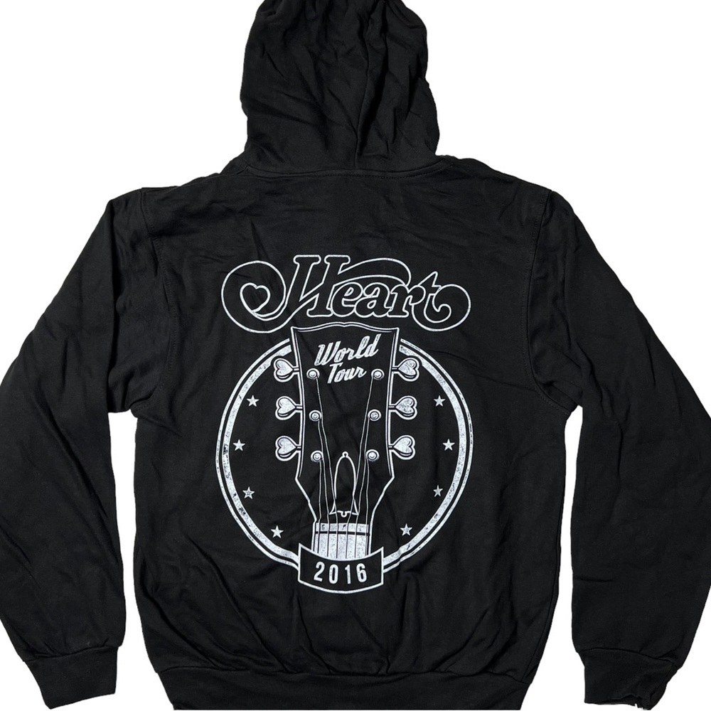 NWOT Heart World Tour 2016 Full Zip Graphic Hoodie Sweatshirt Black Unisex S M